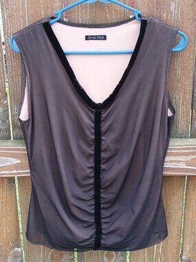 Denise Cruz Velour Accent Mesh Top Sz. M